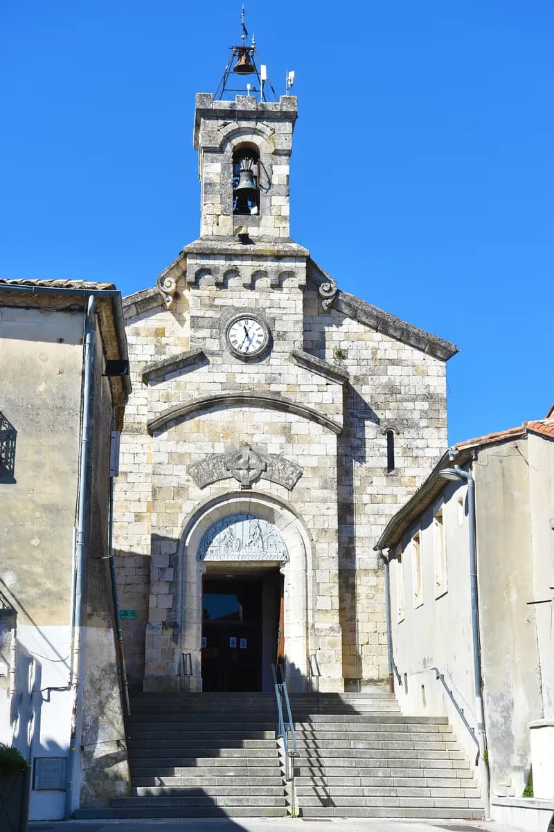Façade et clocher de l'église Saint-Gilles de Saint-Gély-du-Fesc